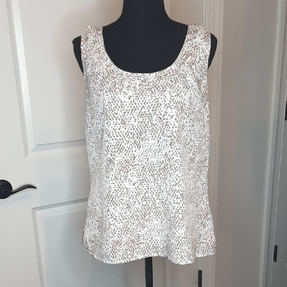 Merona Sleeveless White and Brown Tank Blouse
